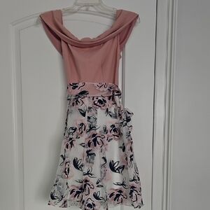 B Darlin Pink and White Floral Midi Dress